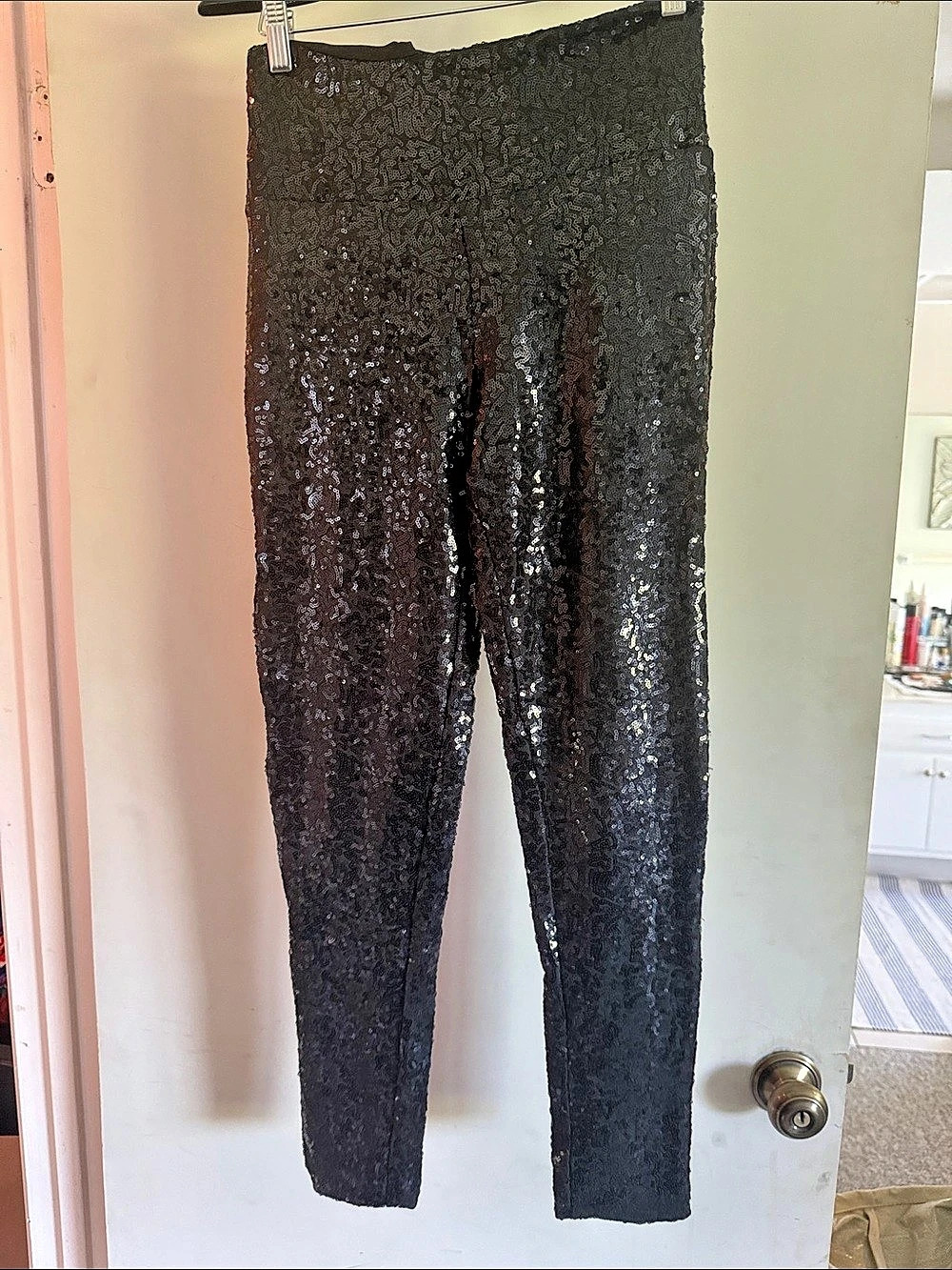 Tipsy Elves Black Sequin High Waisted Leggings Black Small